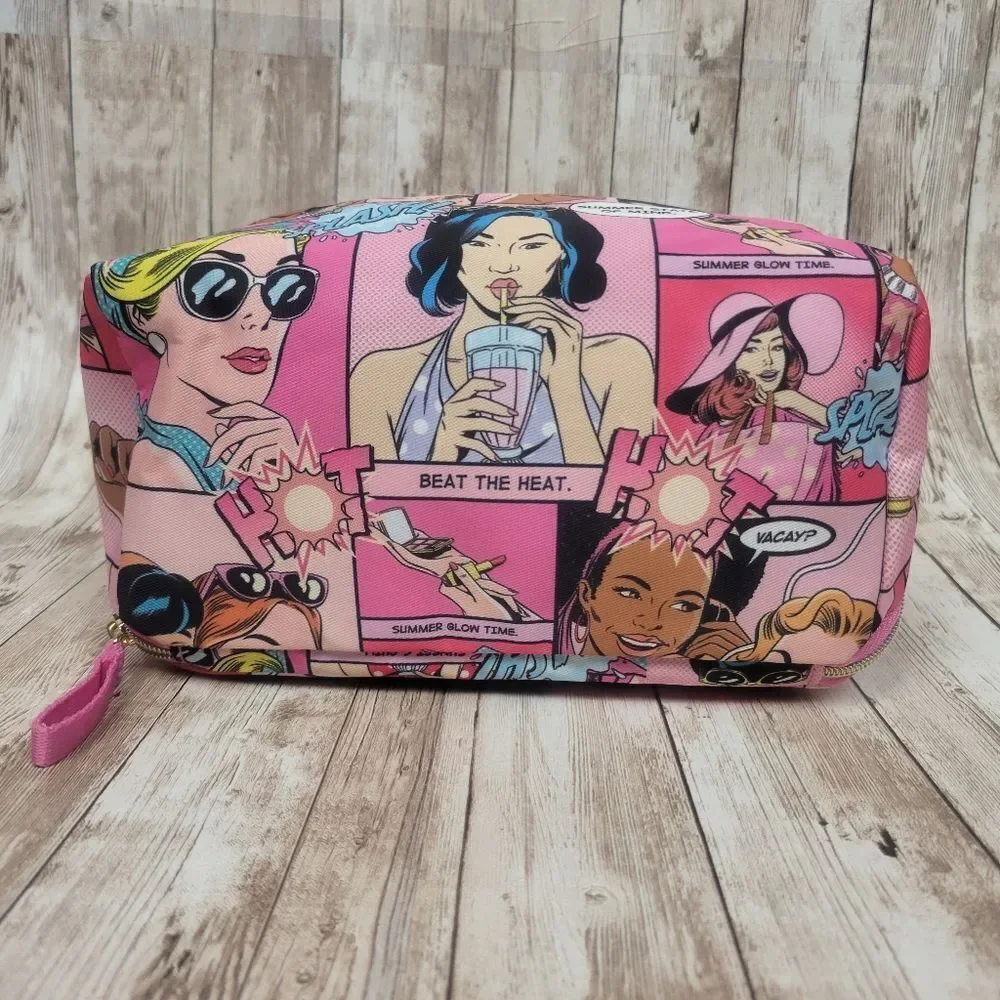 Estee Lauder Pink Comic Cosmetic Make Up Bag Tote